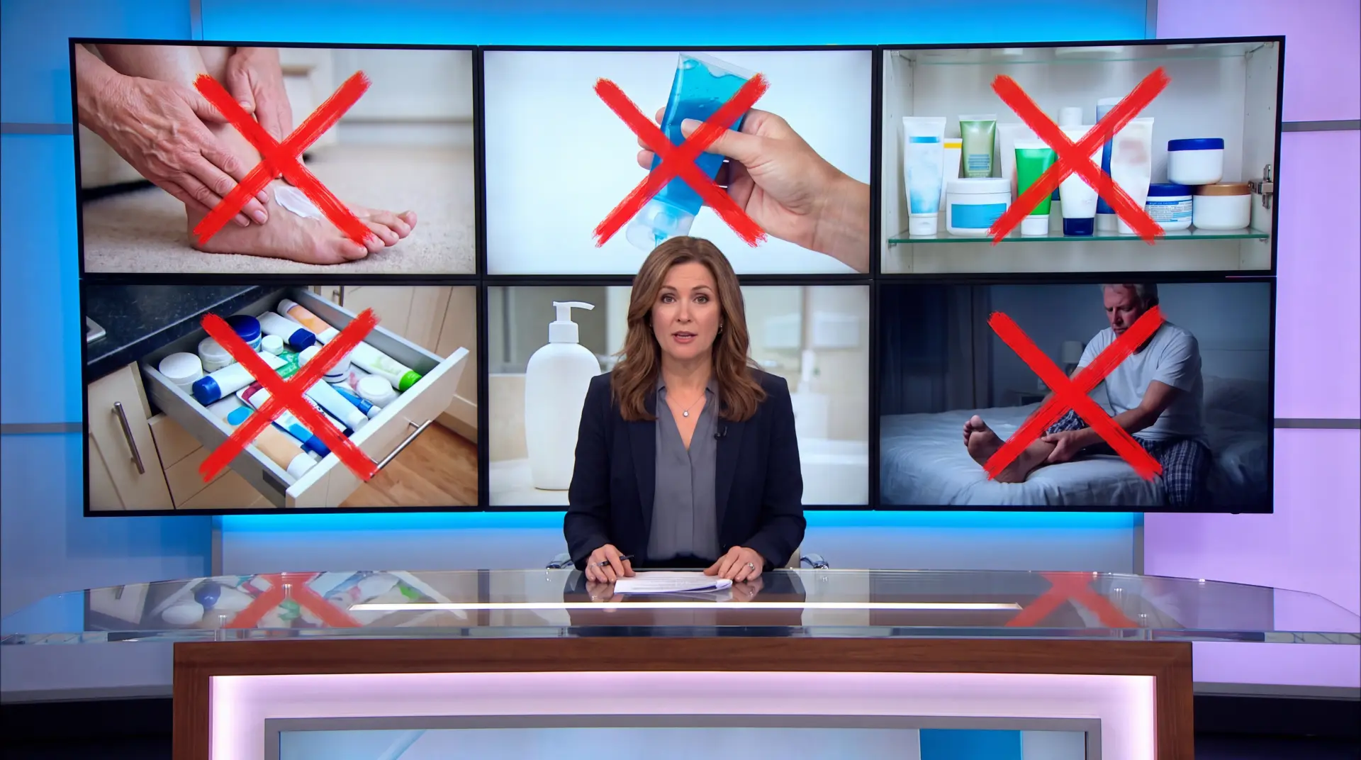 News anchor presenting the products that fail neuropathy sufferers